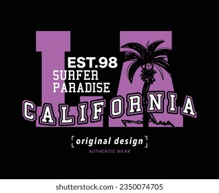 Los Angeles California vintage typography and palm trees. Vector illustration design for slogan tee, t shirt, fashion graphic, print, poster, card.