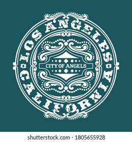 Los Angeles California.Vintage and typography design in vector illustration.clothing,t shirt,apparel and other uses.Abstract design with the grunge and denim style. Vector print, typography, poster.