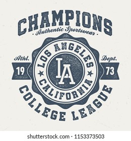 Los Angeles Champions - Vintage Tee Design For Printing