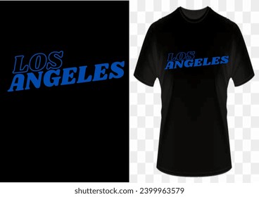 Los Angeles city blue typography stylish T-shirt trendy apparel, print