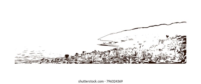 Los Angeles City in California. Hand drawn sketch illustration in vector.