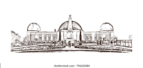 Los Angeles City in California. Hand drawn sketch illustration in vector.