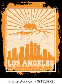 Los Angeles City concept. Logo. Label. T-shirt design. LA. Creative poster design.