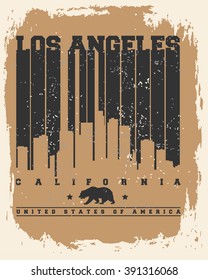 Los Angeles City concept. Logo. Label. T-shirt design. LA. Creative poster design.