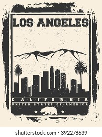 Los Angeles City concept. Logo. Label. T-shirt design. LA. Creative poster design.