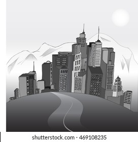 Los Angeles. City hand drawn. Vector illustration. Cartoon city. 