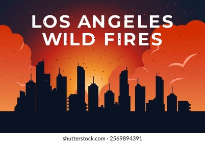 Los angeles city ikon wild fires illustration 