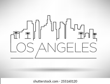 Los Angeles City Line Silhouette Typographic Design