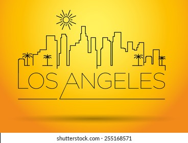 Los Angeles City Line Silhouette Typographic Design