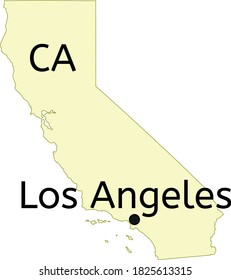 Los Angeles city location on California map