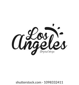 Los Angeles city name, original design, black ink hand written inscription, typography design for poster, card, logo, poster, banner, tag vector Illustration