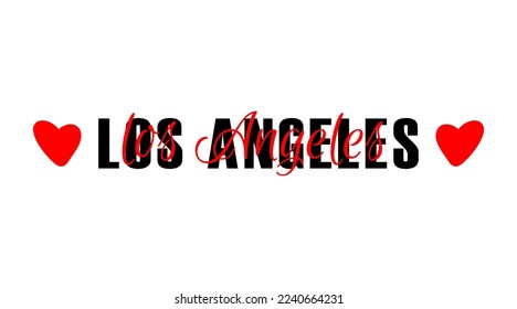 Los Angeles city name typographic print. Travel lettering card isolated on white background. Beautiful t-shirt print template with text.