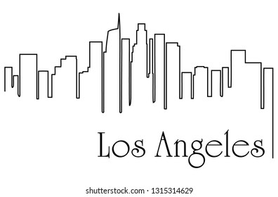 Los Angeles city one line drawing abstract background with cityscape