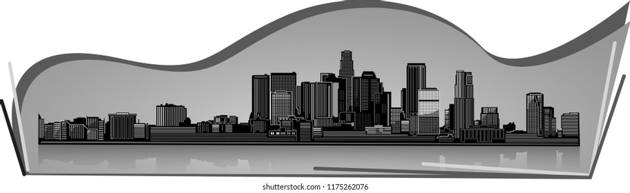 Los Angeles city skyline detailed vector illustration. 