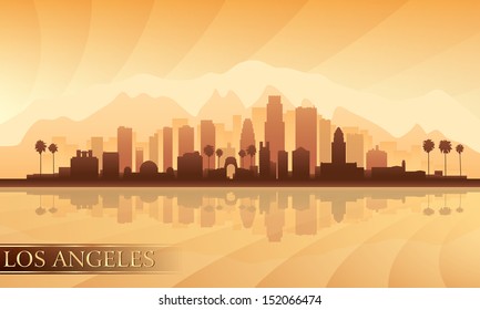 Los Angeles city skyline detailed silhouette. Vector illustration 