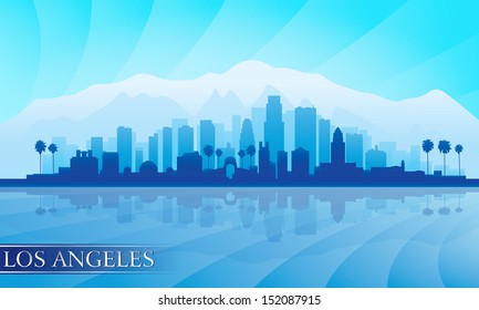 Los Angeles city skyline detailed silhouette. Vector illustration 