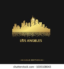 Los Angeles City Skyline Landscape Silhouette Logo Vector