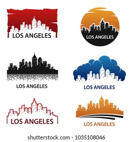 Los Angeles City Skyline Landscape Silhouette Logo Vector