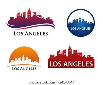 Los Angeles City Skyline Landscape Logo Template