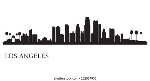 Los Angeles city skyline silhouette background. Vector illustration                            