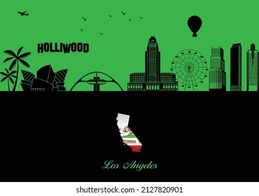 Los Angeles city skyline silhouette - illustration