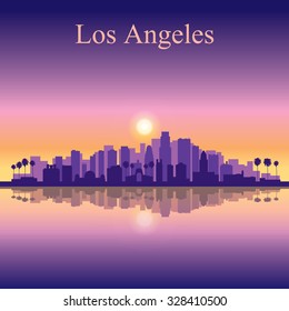 Los Angeles city skyline silhouette background, vector illustration