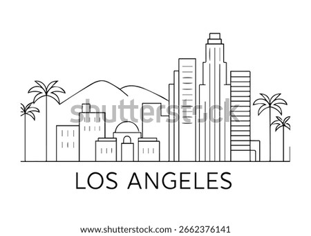 Los Angeles city skyline vector on white background
Vector line city skyline