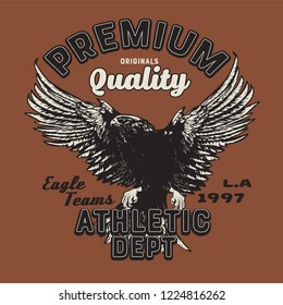los angeles City sport athletic eagle print and typography, t-shirt graphics, vectors