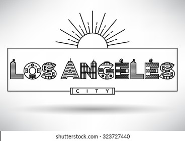 Los Angeles City Typography Design with Building Letters
