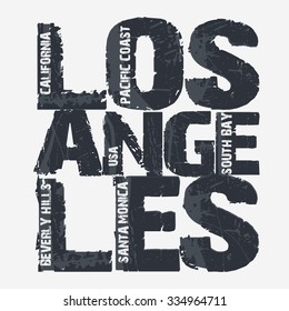 Los Angeles City Typography Graphics, California T-shirt design. vector illustration