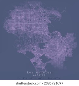 Mapa de la calle urbana de la ciudad de Los Ángeles, Mapa imprescriptible de Los Angeles USA con calle detallada, Mapa de carteles de alta calidad para casa u oficina.