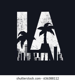 Los Angeles city vector print for t-shirt.