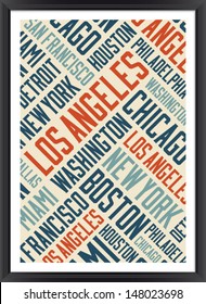 Los Angeles city words cloud poster  