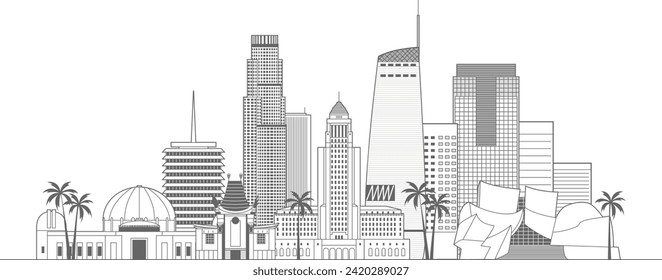 El paisaje urbano de Los Ángeles ilustración vectorial