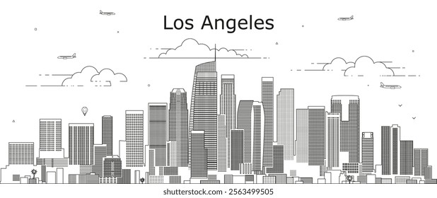 Los Angeles cityscape line art vector illustration