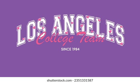 Slogan-Vektorgrafik des Los Angeles College-Teams mit glänzender Herzerkrankung für T-Shirt und andere Verwendungszwecke