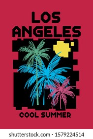 los angeles cool summer,t-shirt design fashion vector