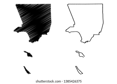 Los Angeles County, California (Counties in California, United States of America,USA, U.S., US) map vector illustration, scribble sketch Los Angeles map