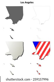 Los Angeles County (California) outline map set