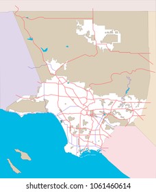 Los Angeles County, California (USA) vector map