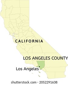 Los Angeles County And City Of Los Angeles Location On California State Map