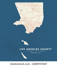 Los Angeles County Map, California Vector Poster and Flyer

