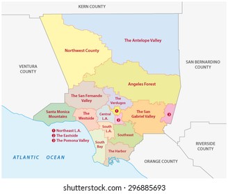Los Angeles county regions map