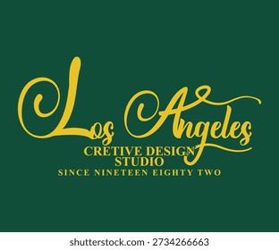 Los Angeles Creative Design Studio nineteen eighty-two slogan print with vintage emblem  for graphic tee, t-shirt, or sweatshirt hoodie - Vector
