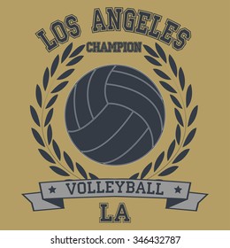 Los Angeles fashion Volleyball typography, t-shirt graphics - Vector