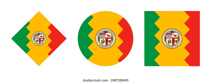 los angeles flag icon set isolated on white background
