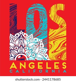 los angeles and flower tshirt print