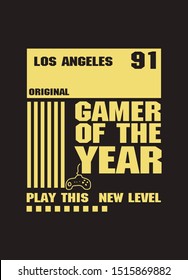 los angeles gamer of the year,t-shirt design fashion vector