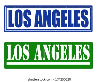 Los Angeles grunge rubber stamps on white, vector illustration