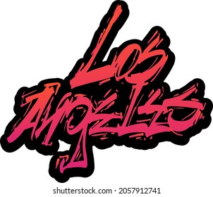 Los Angeles hand drawn name of a city in the state of California. Lettering, calligraphy art for posters, prints, logos, banners, greeting cards. Vector.